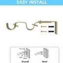 Heavy Duty Curtain Brackets, Fits up to 1 Inch Rods, Adjustable Double Curtain Holders, Set of 3, Gold