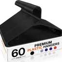 HOUSE DAY Black Plastic Hangers 60 Pack, Clothes Hangers with Non Slip Hooks, Durable & Space Saving Coat Hanger, Light-Weight Clothing Hanger, Perfect Closet Organizer for Everyday Use