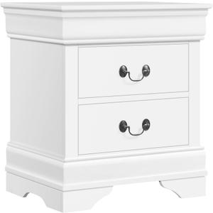 Yaheetech Fully-Assembled Nightstand with Drawers, Classic 2-Drawer Nightstand Large Bedside Table with Storage, Wooden Painted Storage Cabinet for Bedroom, 21.5L16W24.5H, White (White)