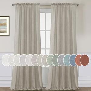 H.VERSAILTEX Linen Curtains Elegant Natural Linen Semi Sheer Curtains Energy Light Filtering Rod Pocket Window Treatments Panels for Living Room (Set of 2, Oatmeal, 52 inch W X 96 inch L)