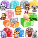 Toddler Toy for 1 2 3+ Years Old, Learning Toy for Toddlers with 20PCS Safari Animal, Montessori Educational for Kids,10 Animals &10 Houses for Babies Boys Girls Easter Christmas Birthday Gift