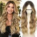 Ombre Blonde Long Wavy Wig for Women, Pre-Cut HD Lace Natural Hairline, Glueless Middle Part, Synthetic Fiber for Daily and Party Use 26Inch