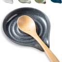 LAUCHUH Spoon Rest, Ceramic Spoon Holder for Stove Top 5" Spatula Rest for Countertop Large Cooking Utensil Holder for Mother's Day, Ladle, Spatula, Spoons or Tongs, Speckled Dark Gray