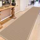 15ft Natural Jute Hallway Runner Rug Non Slip Washable, Rubber Backed Long Khaki Indoor Entryway Runner, Absorbent Kitchen Carpet Sink Rug
