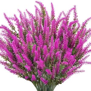 2 x 10 Bundles Fake Flowers Artificial Lavender Plants, Fuchsia | Faux plastic plants for home wedding kitchen garden patio porch window box office table centerpieces indoor outdoor decor