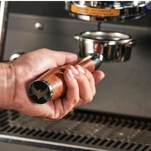 KNODOS 54mm Bottomless Portafilter Breville Compatible Rosewood Handle & Naked 1821 Gram Filter Basket Included Fits Barista Express, Pro, Touch, Bambino Plus, Infuser, Duo Temp Pro Impress