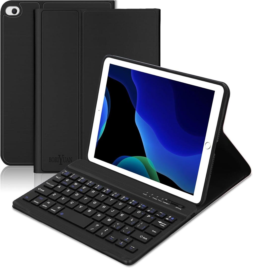 BORIYUAN for iPad mini 1 2 3 4 5 Case with Keyboard, Detachable Wireless Bluetooth Keyboard, Slim Magnetic Folio Protective Cover Case with Pencil Holder for iPad mini 7.9 inch, Auto Sleep/Wake (Jet Black)