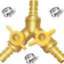 Joywayus 1/2" Hose Barb Brass Ball Valve Y Shaped Type 3 Way with 2 Switch Shut Off Valve Fitting Include 3 Clamps