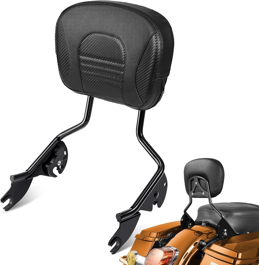 PBYMT Passenger Backrest Sissy Bar, Detachable Rear Backrest, Quick Release Sissy Bar Fit for Harley Davidson Touring Street Glide Road Glide Road King Electra Glide 2009-2024, Gloss Black