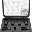 BILITOOLS 6PCS Flex Head Crows Foot Line Wrench Set, 3/8" & 1/2" Drive Injector Fuel Line Sockets Wrench Set, Crowfoot Flare Nut Socket Wrench Metric 12 14 16 17 18 19 mm with Storage Box