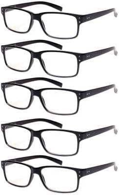 NORPERWIS Reading Glasses 5 Pairs Quality Readers Spring Hinge Glasses for Reading for Men and Women (5BLACK, 1.50)