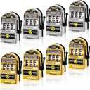 Deekin 12 Pcs Slot Machine Bank Mini Slot Machine Toy with Spin Reels Golden Silver Lucky Bank