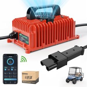 10L0L 48V 15A Golf Cart Battery Charger for Yamaha G19-G22 with 2-Pin Plug - Repair Smart Trickle Charger IP67 Waterproof for Lead Acid/Maintenance Free/Lithium Batteries