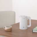 0.6L Small Electric Tea Kettle Lightweight, 20 Ounce Double Wall Hot Water Boiler Stainless Steel Auto Shut-off, 120V Portable Travel Electric Kettle Fast Boil for Tea and Coffee,White