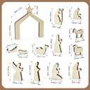 13 Pcs Wooden Nativity Scene Set Figures,Holy Family with Wooden Arched Stable and Figurines Including Baby Jesus, Mary, Joseph and More, Wood Religious Collections for Indoor Home Tabletop Decor