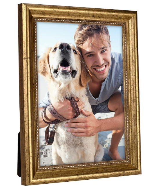 Malden International Designs 2177-57 Classic Wood Picture Frame, 5x7, Gold