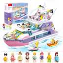 Friends Pink Yacht for Girls 8-12, Cruise Ship Building Toys with 8 Minifigures & 2 Boats, Compatible with Lego Friends Ship, Gifts for Kids Ages 8+, 1108 PCS