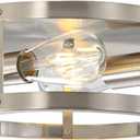 2-Light Industrial Flush Mount Ceiling Light Fixture,Brushed Nickel Farmhouse Ceiling Light Fixture,Modern Light Fixtures Ceiling Mount for Kitchen Bedroom Living Room Hallway 1 Pack (Silver)