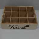 Bamboo Tea Bag Organizer with 12 Compartments Reusable Wooden Tea Box Holder Drawer with Handles Divided Storage Organizer for Coffee Station, Sugar Packets, Sweeteners, Small Packets