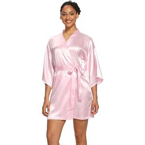 Women's Satin Robes Floral Bridesmaid Robes Short Silk Kimonos Sleepwear, Size 12
