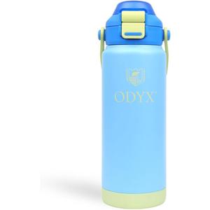 Vapor Bottle 24oz Insulated Stainless Steel Water Bottle with Dual Flip Lid, Straw & Spout, Leakproof, BPA-Free, Travel Tumbler with Handle, for Kids, Teens, or Adults (Lime Wave)