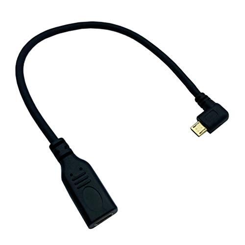 Seadream 3A Angled Micro USB 2.0 Male to Type C Female Extender Cable;USB Type-C Female to 90 Degree Angled Micro USB Male Data Sync and Charging Cable for Tablet & Mobile Phone (Black Right Angled)