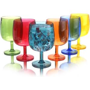 12 Ounce Plastic Wine Glasses Set Of 6,Unbreakable Acrylic Wine Glasses,Reusable Colored Plastic Goblets Stackable,Dishwasher Safe Bpa Free Ideal For Parties (Multi Color, 12 Ounce)