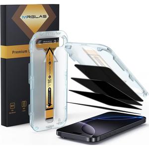 MRGLAS 4-Pack TOP 9H+ Glass for iPhone 16 Pro Privacy Screen Protector [Auto Alignment Kit] [10X Military Protection, 100% Anti Spy] UNBREAK Tempered Glass 6.3 inch Longest Durable Case-Friendly