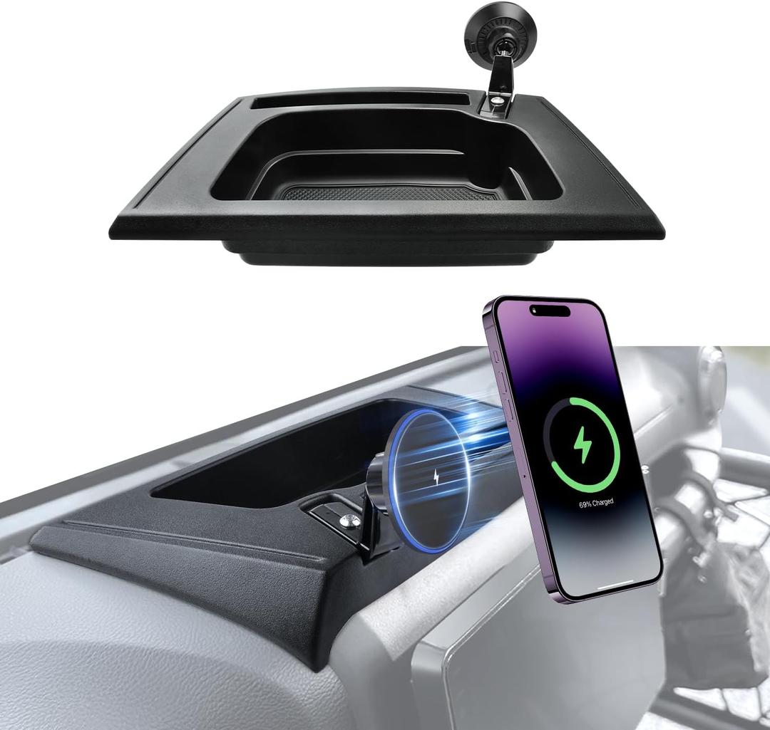 Magnetic Jeep Phone Mount for 2011-2017 Wrangler JK JKU with 15W Wireless Charging - Dashboard Phone Holder with Magnet for Jeep Wrangler Accessories
