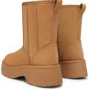 SHIBEVER Women's Snow Boots Winter: Suede Fur Lined Waterproof Anti-Slip Furry Platform Women Ankle Snow Boots (8.5)