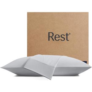 REST Evercool+ Cooling Pillowcases King - 2 Pillowcases for Sensitive Skin, Silver Infused Fabric for Hygienic Sleep, Silky Smooth for Curly Hair, High Elastic for Snug Fit (19x35 inches) (Light Gray)