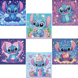 6 Pack Diamond Art Painting Kits for Beginners, Easy DIY Cute Heart Big Gem Art Kits for Cartoon Lovers Halloween Christmas Birthday Gifts, 6x6 Inch
