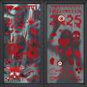 2 x Halloween Party Decorations - Bloody Handprint Footprint Window Clings for Halloween Bathroom Decor Indoor Outdoor | Trick or Treat Stickers Decals for Office Door Wall Party Favors Supplies (Red)