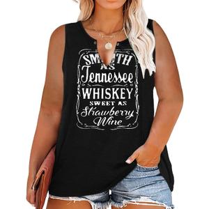 Plus Size Smooth As Tennessee Whiskey Shirt Women Ring Hole Sleeveless Sexy V-Neck Country Music Tank Top Tshirt (3X)
