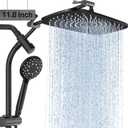 Veken 11.8 Inch Rain Shower with 6 Modes Handheld Water Spray,Upgraded 2-in-1 Slide Bar Showerhead,Wide Showerhead Combo for Bathroom Accessories, Adjustable Dual Shower with ArmSilver Chrome (Mattee Black)