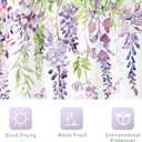 Riyidecor Purple Lavender Floral Shower Curtain Lilac Purple Flower Butterfly Botanical Plant Watercolor Rustic Green Leaves Summer Girls 60Wx72H Inch Bathroom Decor Fabric Waterproof 12 Pack Hooks