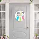 5 x Easter Welcome Wreath, Cute Bunny Happy Easter Signs for Front Door, Wooden Decorations Home Decor Porch Window Wall Farmhouse Indoor Outdoor