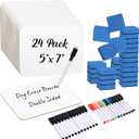 Affrolling 24 Sets Small Whiteboard Dry Erase Boards 5" x7'' Mini Double Sided Dry Erase Lap Boards with Markers Erasers Pen Holders Personal Whiteboards for Students Classroom Teacher