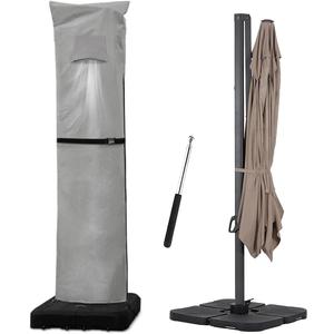 Patio Umbrella Parasol Cover with Air Vent,600D Waterproof Cantilever Umbrella Covers,Anti-UV Umbrella Covers with Telescopic Support Pole (3-Grey, Cantilever 9'-13')