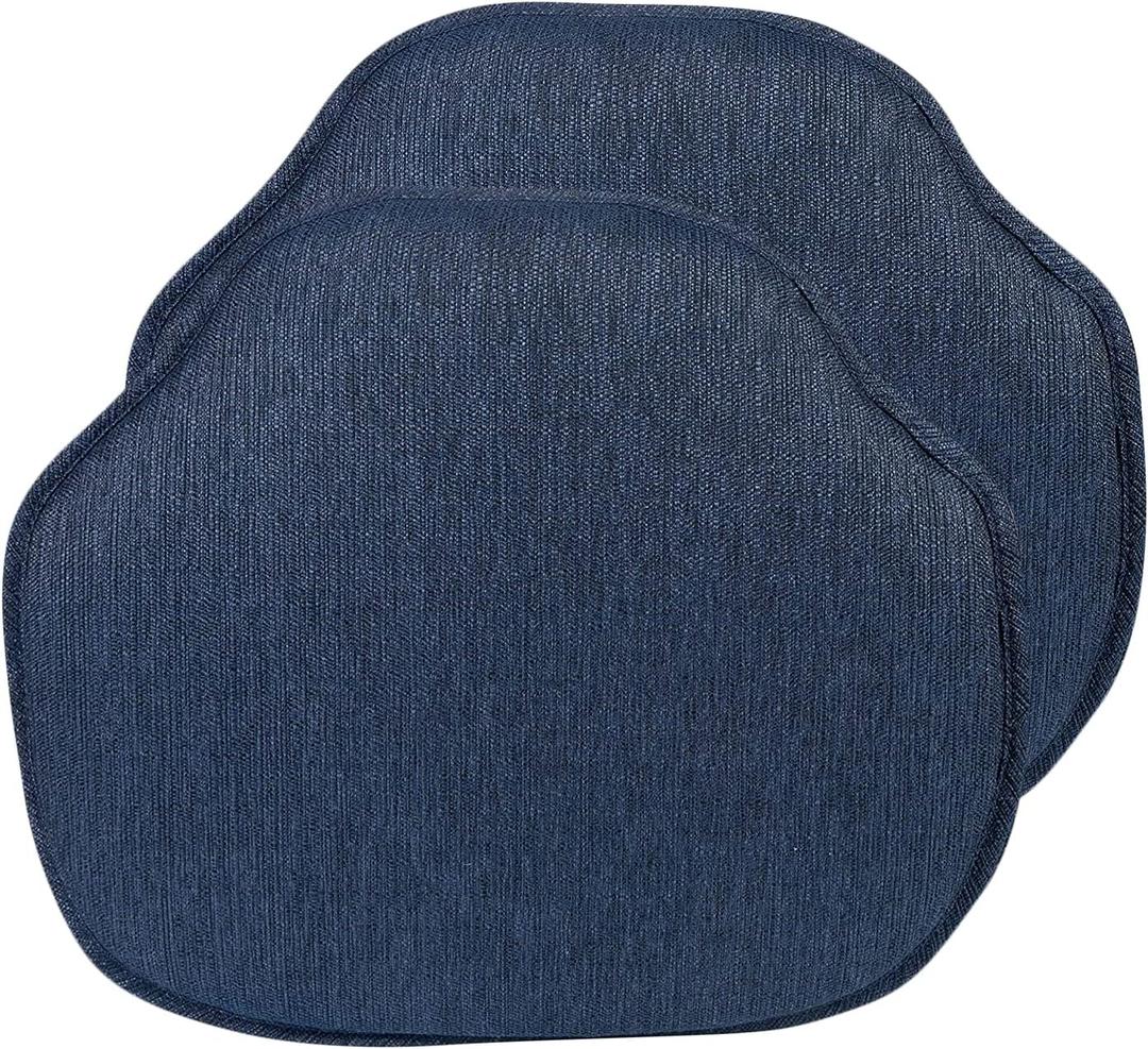 Klear Vu Gripper Omega Non-Slip Windsor Chair Cushions with Skid-Proof Seat Pad for Dining Room, Kitchen, and Office Use, 16x15 Inches, 2 Count (Pack of 1), Indigo