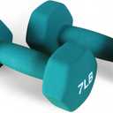 Fitvids Neoprene Dumbbell Hand Weights, Anti-Slip, Anti-roll, Hex Shape Colorful, Pair or Set with Stand, 7LB