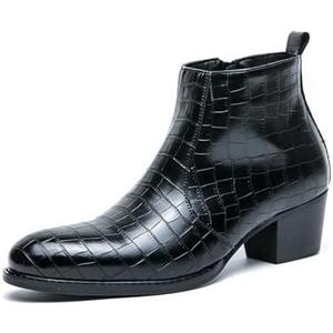Men's Gradient Patent Leather Print Business Chelsea Boots with Side Zipper, Retro Pointed Toe Low Chunky Heel Non-Slip Formal Short Boots for Business Work Party Ankle Boots Size 8