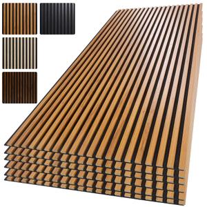 Yuzzy Wood Slat Wall Panel 4 Pack, 48" x 24" Acoustic Wall Panels for Interior Wall Decor and Noise Cancelling, Soundproof Wall Panels for Living Room, Bedroom, Office, Walnut