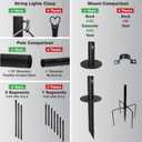 EXCELLO GLOBAL PRODUCTS Bistro String Light Poles - 4 Pack - Extends to 10 Feet - Universal Mounting Options Included, Poles Only