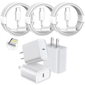 3 Pack Fast Charger iPhone,Apple MFi Certified6FT iPhone Charger Fast Charging USB C Block Wall Adapter 6 Foot Type C to Lightning Cable for iPhone 14 Pro Max/14 Plus/13 Pro/12/12Pro/11/XS/X,AirPods