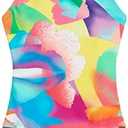 Kanu Surf Girls' Hurricane Beach Sport UPF 50 One Piece Swimsuit Size 8, Isabel Multi