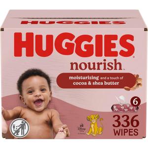 Huggies Nourish Scented Baby Wipes, 6 Push Button Packs (336 Wipes Total)