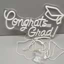 Congrats Grad Neon Sign with Graduation Cap, 16*11In Warm White Grad Light Up Led Sign for Class of 2026 Graduation Party Decorations Prom Celebration Gifts Kindergarten High School College Wall Decor