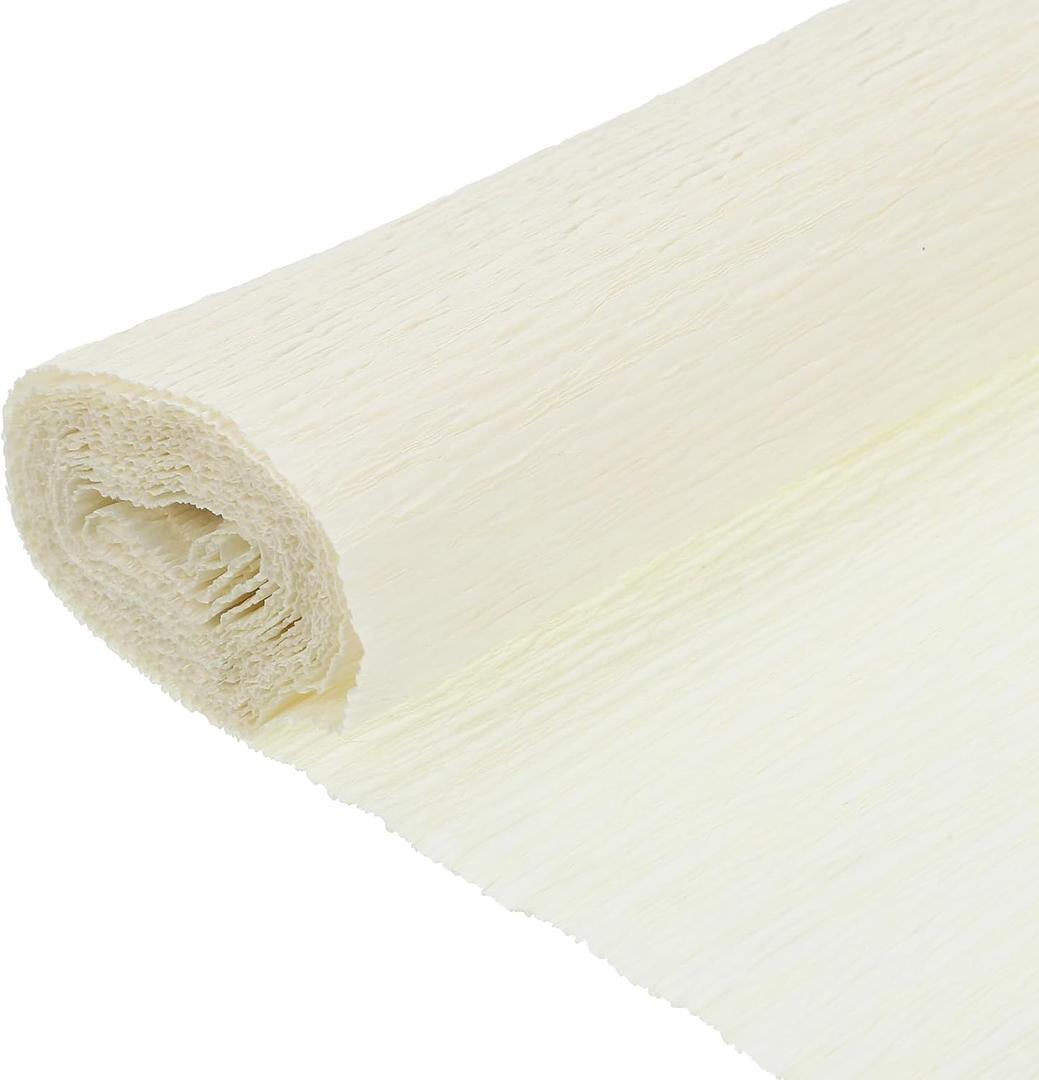 MECCANIXITY Crepe Paper, 7.9ft Long 20 Inch Wide Milk White Crepe Paper Roll for Streamers Party Decorations, Graduation Party Supplies, DIY Crafts(Pack of 2)