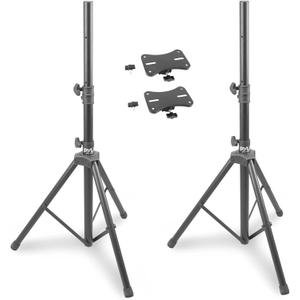 Pyle 2-Pack Universal Speaker Stand Mount Holders - Durable Adjustable Tripod Set with Locking Safety Pin, 36-58 Telescoping Height, 35mm Compatible Insert, Rubber Capped Feet for Stage/Studio